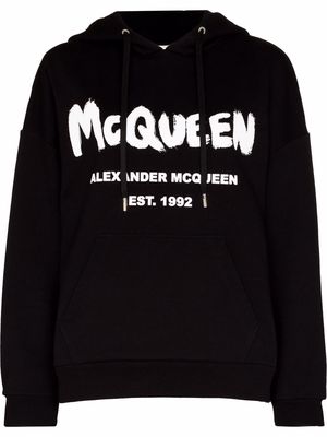 Alexander McQueen logo-print oversized hoodie - Black