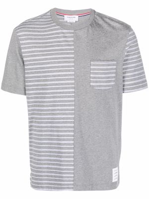 Thom Browne striped panel T-shirt - Grey