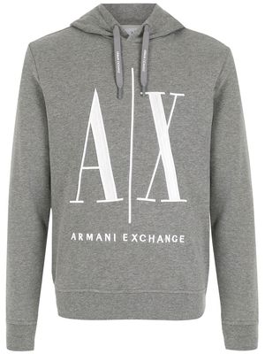 Armani Exchange logo-print pullover hoodie - Grey