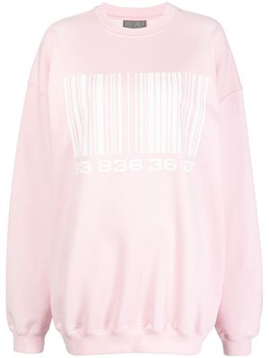 VTMNTS barcode print oversized sweatshirt - Pink
