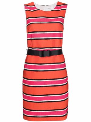 P.A.R.O.S.H. belted-waist striped dress - Orange