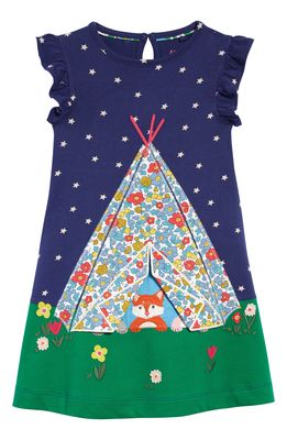 Mini Boden Kids' Lift the Flap Jersey Dress in Starboard Blue Tent