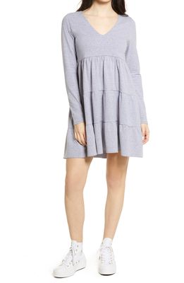 BP. Tiered Long Sleeve Knit Dress in Blue Forever