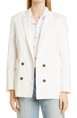 Rails Jac Double Breasted Linen Blend Blazer in Creme