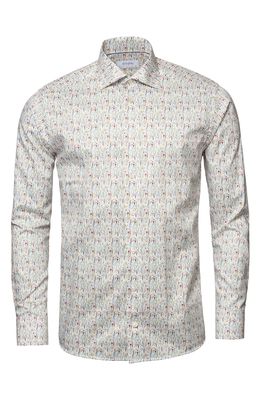 Eton Men's Slim Fit Floral Button-Up Dress Shirt in White