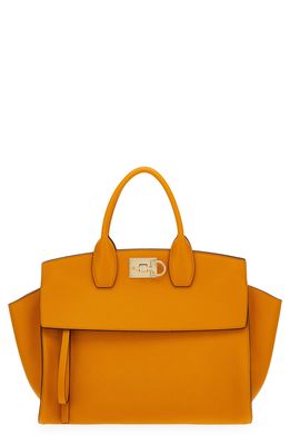 Salvatore Ferragamo Medium The Studio Soft Leather Top Handle Bag in Olivello /Naturale