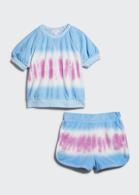 Girl's Tie-Dye Terry Cloth Short Set, Size S-XL