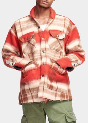Men's Plaid Blanket Shawl-Collar Jacket