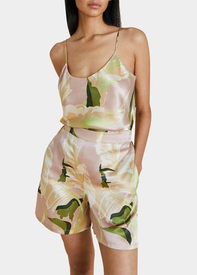Luxury Oyster Palm Camisole and Shirt Set