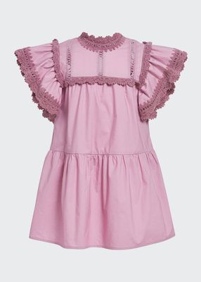 Girl's Rylee Crochet Short-Sleeve A-Line Dress, Size 2-12