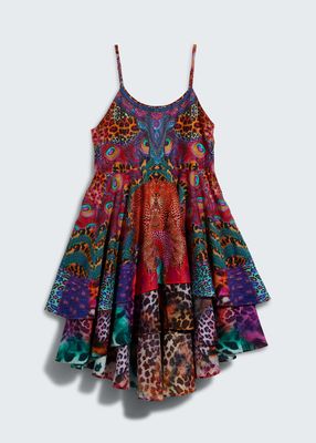 Girl's Xanadu Rising Spaghetti Strap Ruffle Dress, Size 12-14