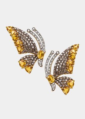 Yellow Gold Diamond and Yellow Sapphire Earrings from Butterfly Collection