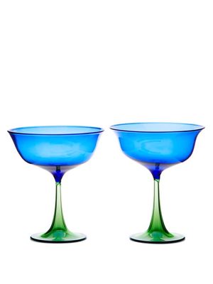 Campbell-rey - X Laguna B Set Of Two Cosimo Coupe Glasses - Blue Multi
