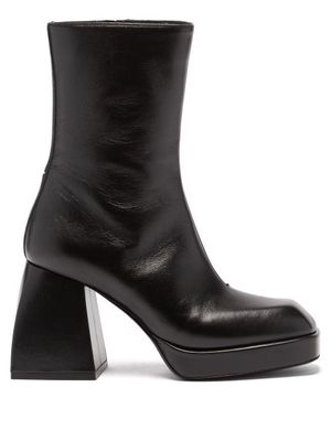 Nodaleto - Bulla Corta Leather Platform Ankle Boots - Womens - Black