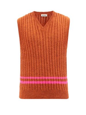 Molly Goddard - Ralph Cable-knit Wool Sweater Vest - Mens - Orange