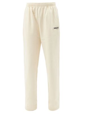 Balenciaga - Logo-embroidered Cotton-jersey Track Pants - Womens - Cream Multi