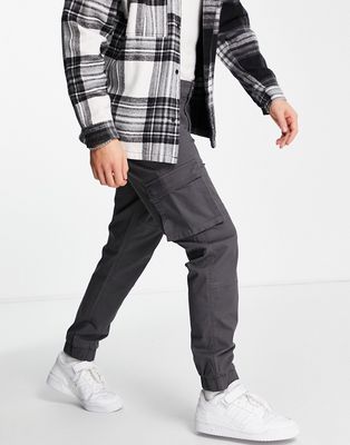 Only & Sons slim fit cargo pants with cuffed bottom in gray