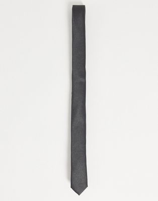 ASOS DESIGN skinny tie in charcoal-Grey