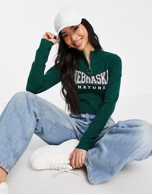 Urban Revivo slogan knitted sweater in green
