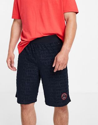 Tommy Hilfiger towelling short with small tennis logo in navy