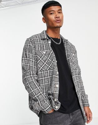 Jack & Jones Originals check overshirt in black