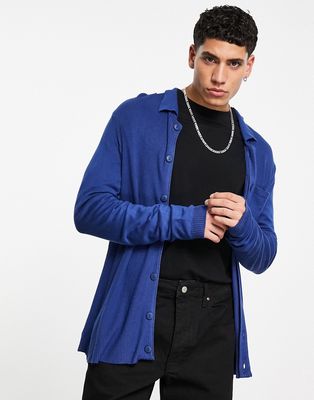 Bolongaro Trevor knitted button through overshirt-Blue
