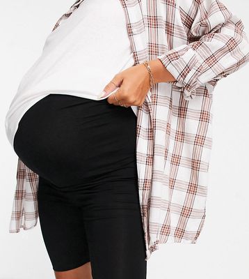 ASOS DESIGN Maternity over the bump basic legging shorts-Black
