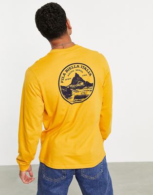 Fila long sleeve top with back print in yellow-White