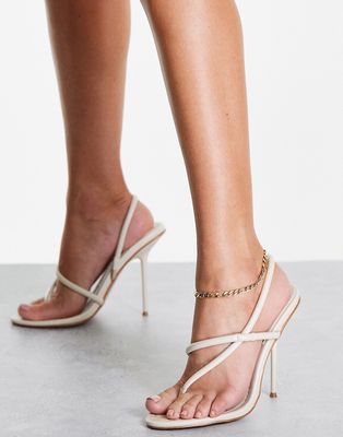 Simmi London round toe heeled sandals in stone-White
