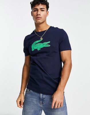Lacoste T-shirt with large croc in navy