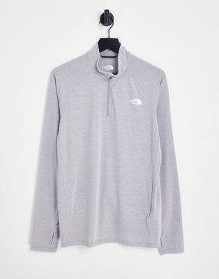 The North Face Wander 1/4 zip long sleeve t-shirt in gray