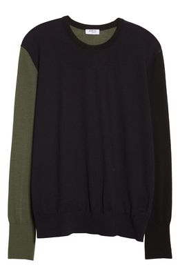 Akris punto Colorblock Wool Sweater in Tbd Denim Olive Black