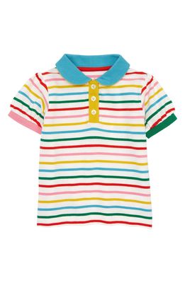 Mini Boden Kids' Stripe Cotton Pique Polo Top in Multi Stripe