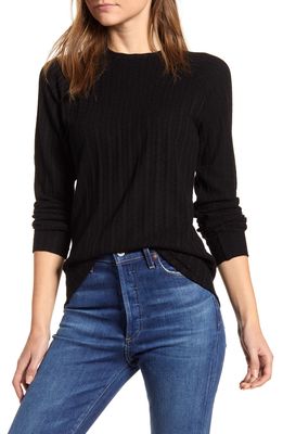 Loveappella Ribbed Long Sleeve Top in Black