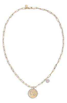 Meira T Pave Diamond Coin Pendant Necklace in Yellow Gold