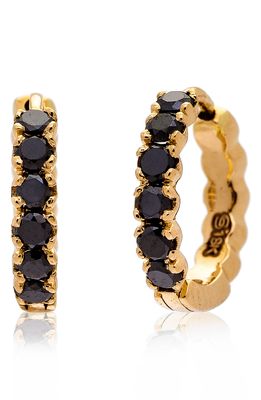 Sethi Couture Black Diamond Huggie Hoop Earrings in Yellow Gold