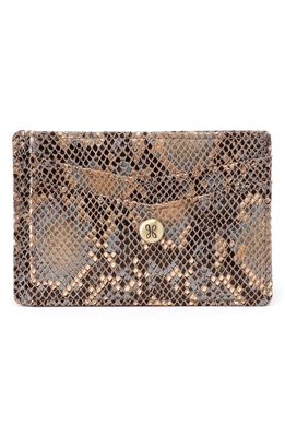 HOBO Simi Leather Card Case in Metal Snake