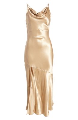 TOPSHOP Tie Back Satin Bridesmaid Slipdress in Gold