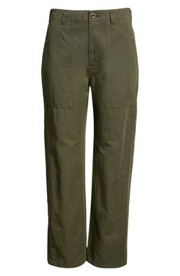 Alex Mill Neil Straight Leg Cotton & Linen Utility Pants in Military Olive