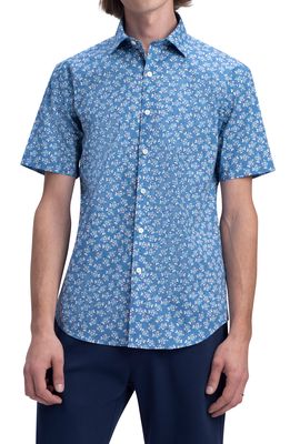 Bugatchi Classic Fit Short Sleeve Stretch Button-Up Shirt in Riviera