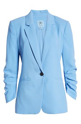 CeCe Three-Quarter Sleeve Twill Blazer in Blue Jay