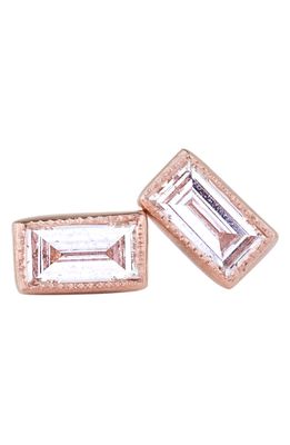 Sethi Couture Baguette Diamond Stud Earrings in Rose Gold