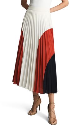 Reiss Murphy Colorblock Pleated Skirt in Red