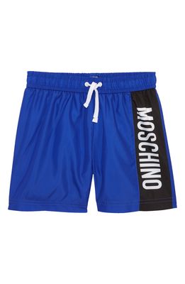 Moschino Kids' Logo Swim Trunks in Blue