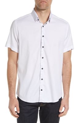 Stone Rose Men's Stretch Short Sleeve Button-Up Shirt in White