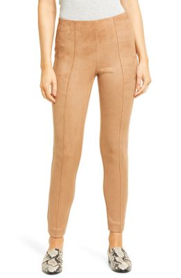 ANNE KLEIN Slim Faux Suede Pull-On Pants in Vicuna