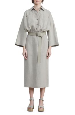 Lafayette 148 New York Whit Linen Shirtdress in Clay