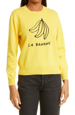 Clare V. La Banane Intarsia Cotton Sweater in Yellow W/Black La Banane