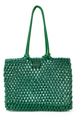 Clare V. Sandy Woven Market Tote in Green