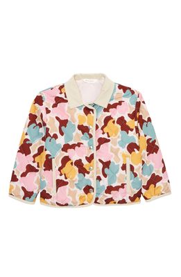 Palm Angels Kids' Abstract Bear Quilted Jacket in Pink Beige